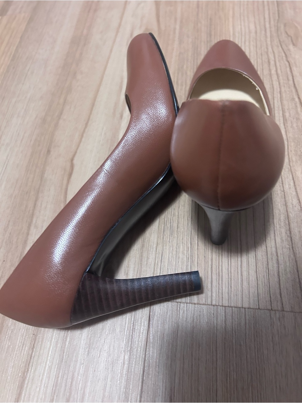 Ralph Lauren Cognac Leather Pointed-Toe Pumps